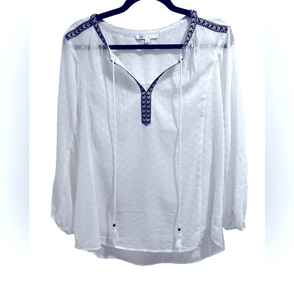 DR2 white tunic blouse Swiss dot size large in excellent like-new condition - Picture 1 of 5